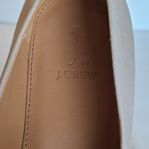 J Crew Factory Canvas Espadrille Wedge Heels Women's 9.5 Neutral Casual Summer - Picture 9 of 11